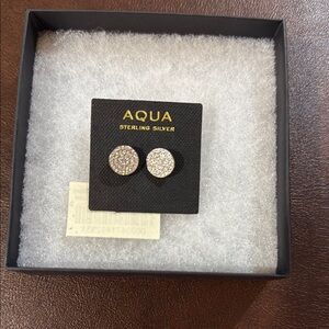NWT aqua sterling silver stud earrings with white stone detail